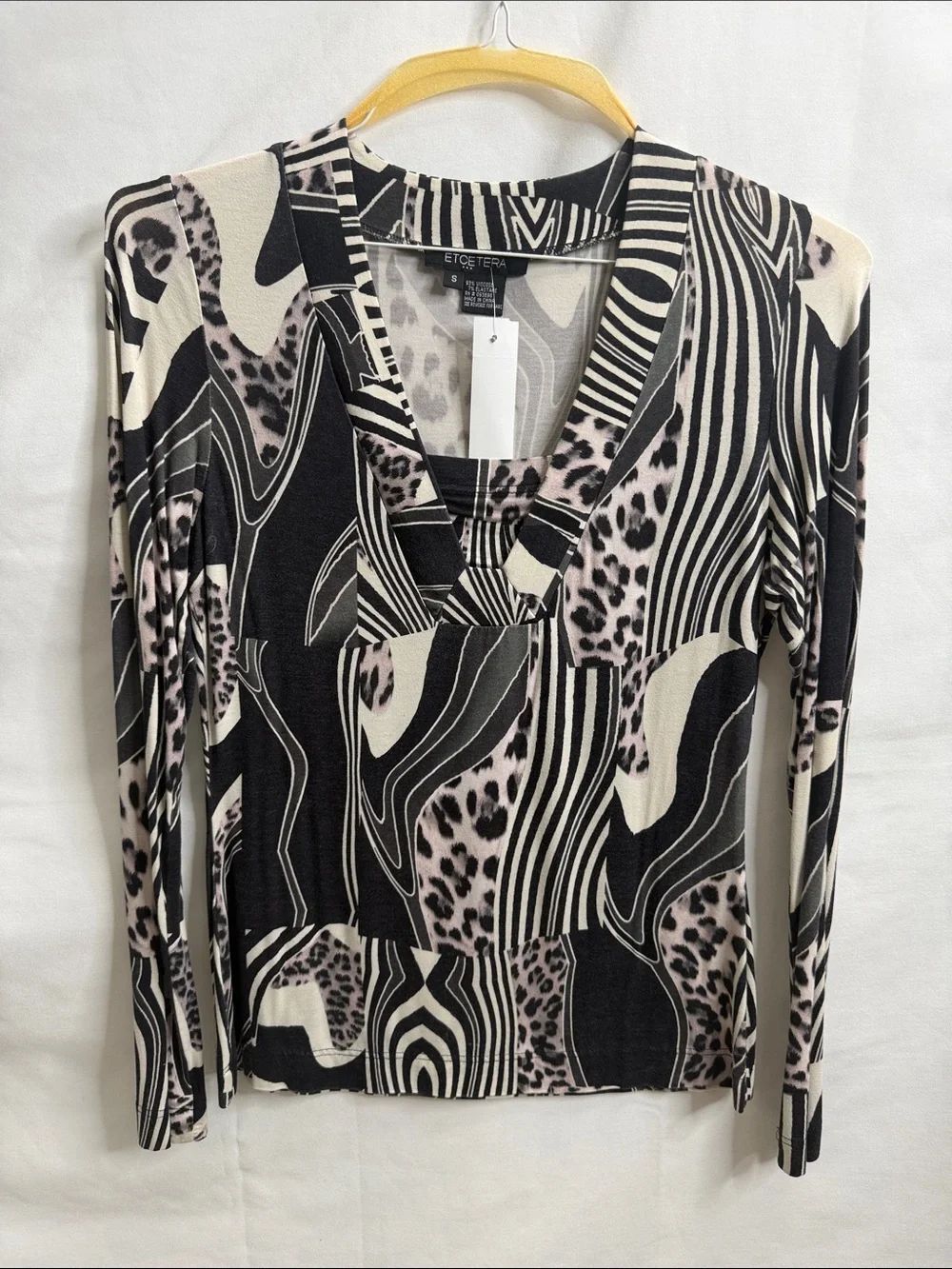 Etcetera Black, Cream & Taupe Abstract Animal-Print Long Sleeve Top